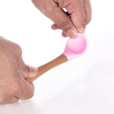 Imagem de Colher Silicone E Bambu Infantil Bebê Flexível Introdução Alimentar Re