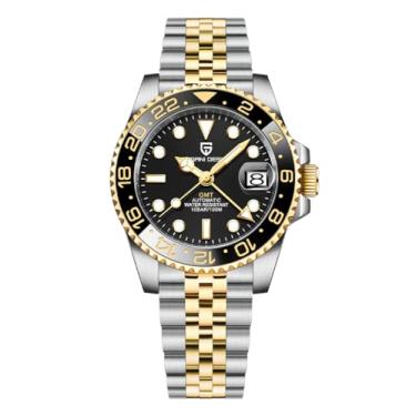 Imagem de BY BENYAR Pagani Design masculino GMT relógios automáticos - relógio mecânico moderno de aço inoxidável - relógio masculino com lente de vidro safira, Jubileu, ouro, Mecânico