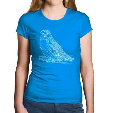 Imagem de Baby Look Algodão Coruja Traços - Foca na Moda, Azul, GGG