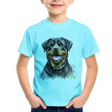 Imagem de Camiseta Infantil Cachorro Rottweiler - Foca na Moda, Azul claro, 12