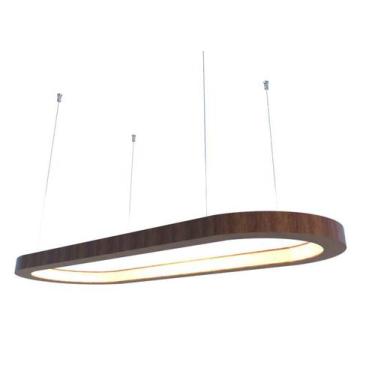 Imagem de Lustre Pendente Retangular LED 35w 2700k 100cm em Madeira - FOXLustres