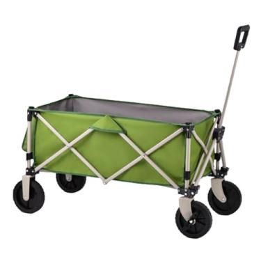 Imagem de carroça Carrinho de vagão com rodas dobrável, vagão de praia para compras com bolsa de rede, jardim, portátil, carrinho de mão, quintal e vagões para acampamento dobrável