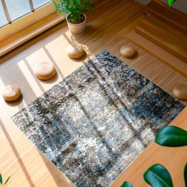 Imagem de Tapete Éfeso Decorativo para Sala e Quarto, 200x250 cm, com Relevo em Tecido (Cinza Com Bege)