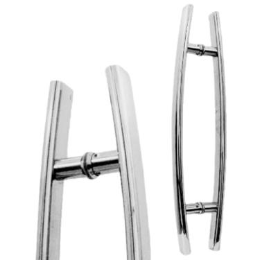 Imagem de Puxador para Porta em Aço Inox Polido, Curvo, 80 cm, Design em Ângulo