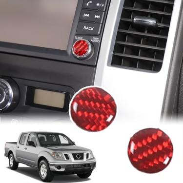 Imagem de Bekantogy Tampa do botão de volume do console central do carro compatível com Nissan Frontier 2009-2017 Adesivo de botão de controle de volume de rádio acessórios para interior de carro (vermelho)