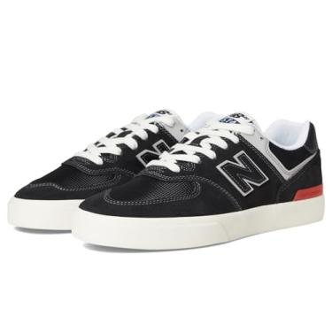Imagem de New Balance Tênis de skate unissex adulto 574 Vulc, Preto/Cinza 1, 6.5 Women/5 Men