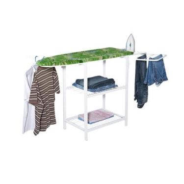 Imagem de Mesa Tabua Passar Roupa Cabideiro Com Prateleira Porta Calça - Casa Ro