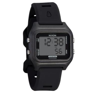 Imagem de NIXON Ripper A1399-100 m Relógio esportivo digital masculino resistente à água (face de 36,5 mm, pulseira de silicone de 20 mm) - Feito com plástico oceânico reciclado, Preto/preto, One Size, Ripper