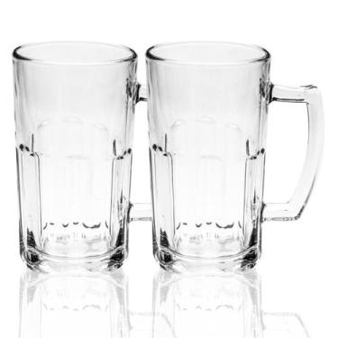 Imagem de 2 Caneca Vidro Chopp Cerveja Restaurante Bar Churras 555ml Trabalhada 