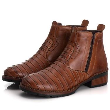 Imagem de Bota Botina Masculina Texana Casco Tatu 100 Couro de Qualidade e Confo