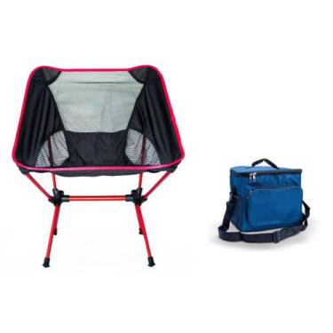 Imagem de Cadeira Karibu Alumínio Camping Pesca Montável + Bolsa Térmica - OMEGA