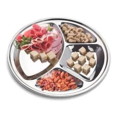 Imagem de Petisqueira Redonda Em Aço Inox 4 Divisões - Abelhuda Presentes, Prate