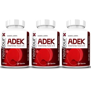 Imagem de Kit 3x Adek Vitaminas A D E K 500mg 60 Capsulas NewFour