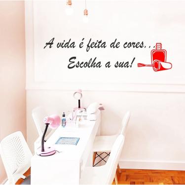 Imagem de Adesivo Decorativo de Parede Esmalte e Frase Escolha Sua Cor Salão de beleza