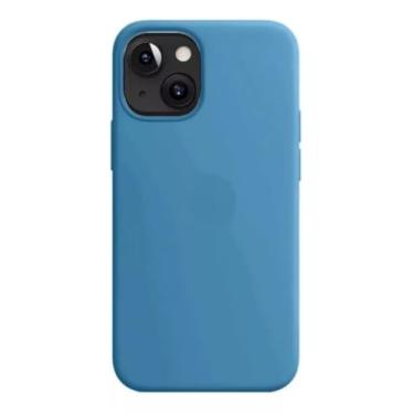 Imagem de Capa Capinha Case Para iPhone 11 a 16 Silicone Forro Aveludado Premium (Azul Caribe, 15 promax)