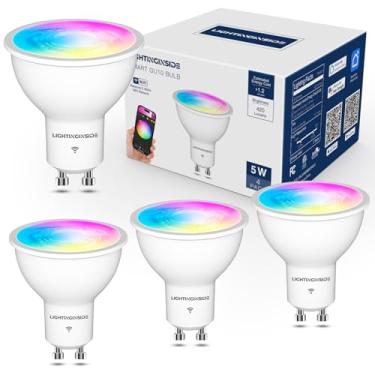 Imagem de Lightinginside Lâmpadas inteligentes GU10 Equivalentes a 50W, ângulo de feixe de 38°, lâmpada inteligente compatível com Alexa/Google Assistant/Smart Life, 5W 420LM, RGBCW Spotlight Track Light, WiFi