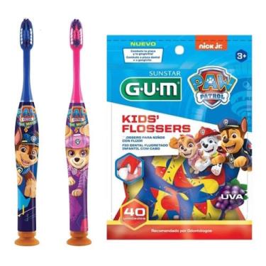 Imagem de Escova De Dente 2un Fio Dental Cabo 40un Patrulha Canina Gum