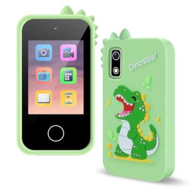 Imagem de Aparelhos Vivos 1080p Câmera Digital Dinosaur Shape Smartphone Smart Modos e Efeitos Telefone Celular Botões e ícones Smartphone Infantil para Meninos Meninas (Verde (espessura de 0,4 mm))