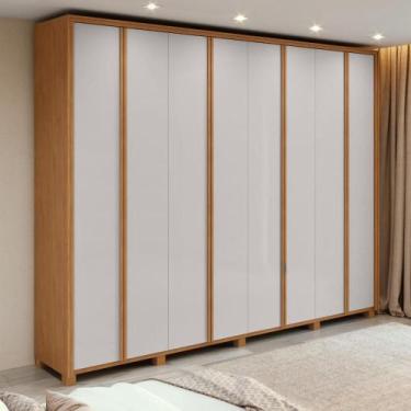 Imagem de Guarda-Roupa Casal 100% MDF 8 Portas Easy Glow com Pés Amendoa Clean/O
