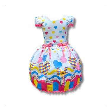 Imagem de Vestido Infantil Temático Festa Junina Noiva Coração Laços - Pequenos 
