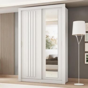 Imagem de Guarda Roupa Solteiro 2 Portas Darvi Lux 2 Gavetas Carraro Ripado Branco