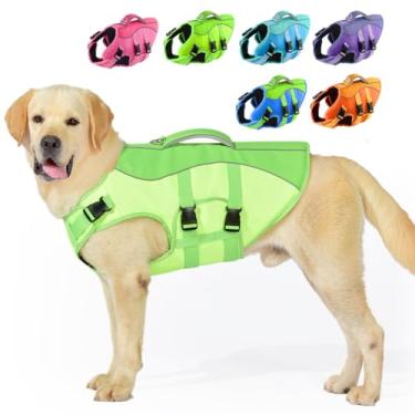 Imagem de PETDSH Colete salva-vidas grande para cães de alta flutuação, colete salva-vidas refletivo para cachorros com flutuabilidade superior e alça de resgate, coletes flutuantes ajustáveis para cães