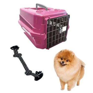 Imagem de Brinquedo Cabo Guerra Cachorro + Caixa Transporte N1 Rosa - MecPet