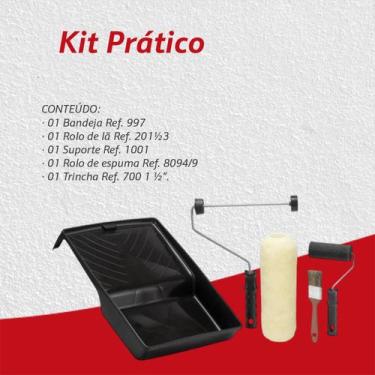 Imagem de Kit Pintura Casa Parede Rolo Lã Anti Respingo Pincel E Bandeja 5 e 6 P