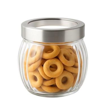 Imagem de Bomboniere Pote de Vidro Redondo Tampa com Visor 600ml Em Casa Tem - E