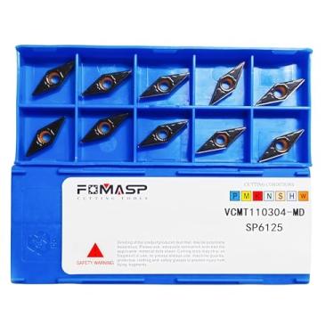 Imagem de FomaSP VCMT221 / VCMT110304-PM de inserções de carboneto CNC para ferramentas de corte de torneamento, o disjuntor de cavacos "PM" serve para corte de metal semiacabamento, 10 peças.