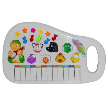 Imagem de Brinquedo infantil pianinho musical fazendinha musicas sons de animais luz e alça