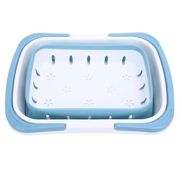 Imagem de Cesta de Armazenamento de Brinquedos de Banho Seco e Limpo, Organizador para Manter Os Brinquedos Em Ordem, Ideal para Banheiro, Cozinha, Viagem, Cesto de Compras, Fácil (Azul)