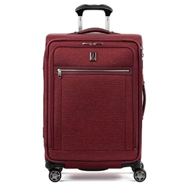 Imagem de Travelpro Platinum Elite Mala expansível com rodas giratórias, Bordeaux, Checked-Medium 25-Inch, Platinum Elite Mala com rodas expansíveis Softside
