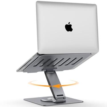 Imagem de Suporte de laptop ajustável para mesa com base giratória de 360°, suporte de alumínio para laptop, suporte de resfriamento ergonômico dobrável, suporta até 8 kg, para Macbook Air/Pro Dell/HP e todos