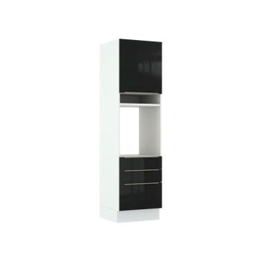 Imagem de Torre Quente Madesa Lux 60cm 1 Porta 3 Gavetas Branco Preto