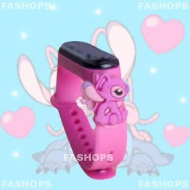 Imagem de Relógio Digital Led Infantil A Prova D'água Stitch Azul Rosa e Angel P