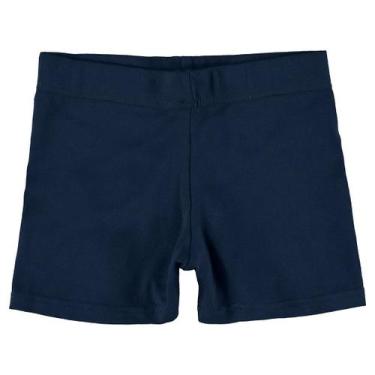 Imagem de Short Infantil Menina Básico Cotton Liso Curto Azul Malwee Kids Verão,