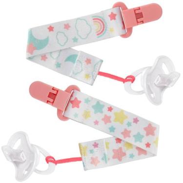 Imagem de Kit prendedor de chupeta buba estrelas rosa - 14498