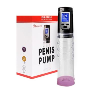 Imagem de Bomba Peniana Automática High-Vacuum Painel em LCD 2 Intensidades com 4 Bocais 30cm x 6cm Recarregável