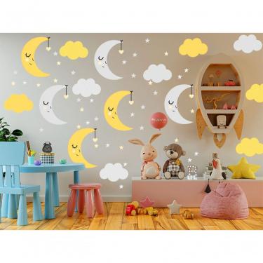 Imagem de Adesivo De Parede Baby Nuvem C/ Lua Infantis Amarelo