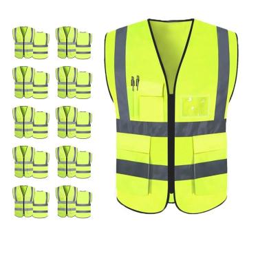 Imagem de Colete Faixa Sinalizador Refletivo Kit 10 Unidades Epi Segurança Trabalho Blusao