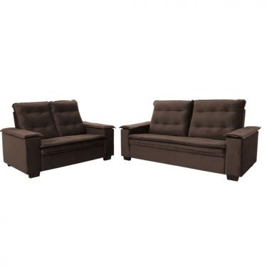 Imagem de Conjunto De Estofado Porto 3 E 2 Lugares Hellen Marrom/Café
