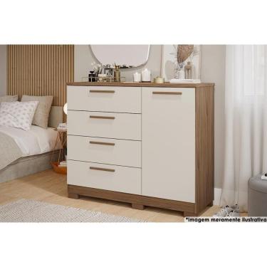 Imagem de Cômoda Casal Malu 1 Porta 4 Gavetas Avelã/off White - Panan