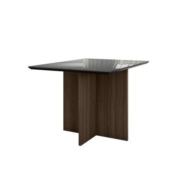 Imagem de Mesa De Jantar 4 Lugares 1,20m Tampo Com Vidro Veneza Amendoa Grafite