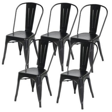 Imagem de Conjunto 5 Cadeiras Tolix Iron - Design - Preta