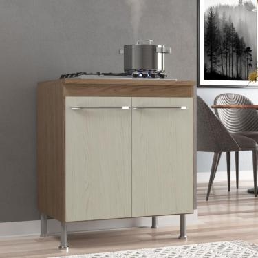 Imagem de Balcão Modulado Com Tampo Fidelitá Paris 70cm 2 Portas Nogal/salinas