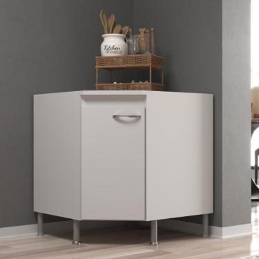 Imagem de Balcão Modulado De Canto Com Tampo Fidelitá Viena 75cm 1 Porta Branco