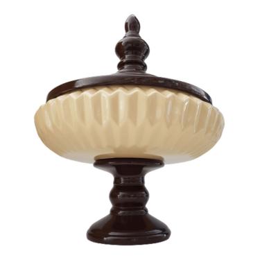 Imagem de Potiche + Centro De Mesa+ Fruteira Cerâmica Bege Com Marrom