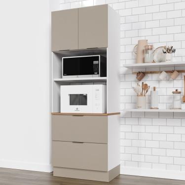 Imagem de Torre Quente 2 Nichos Forno E Microondas Com Rodapé Puxador 150cm Ipanema Cabecasa Madeiramadeira Fendi Trama/branco