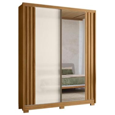 Imagem de Roupeiro Fresado Espelhado 2 Portas Madri Freijó Off Whte